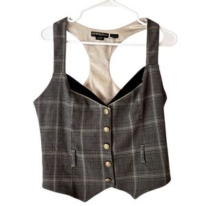 Guess Jeans Plaid Waistcoat Vest Halter Top Vintage Y2K Dark Academia Preppy /XL